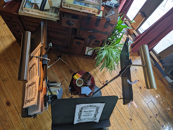 Harriett playing violin with piano student during music lessons in Colorado Springs